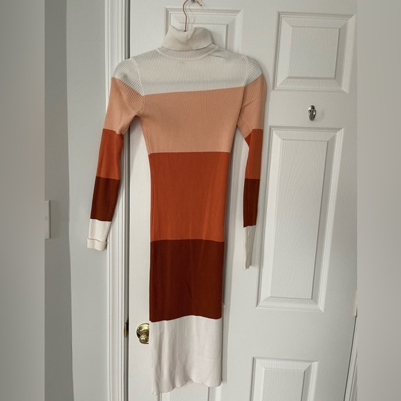 Multi Color Turtleneck Ribbed Long Sleeve Midi Dress, Amazon - Picture 5 of 6